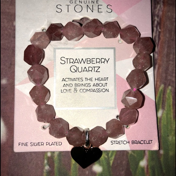 π Strawberry Quartz Stretchy π Charm Bracelet - Picture 4 of 6